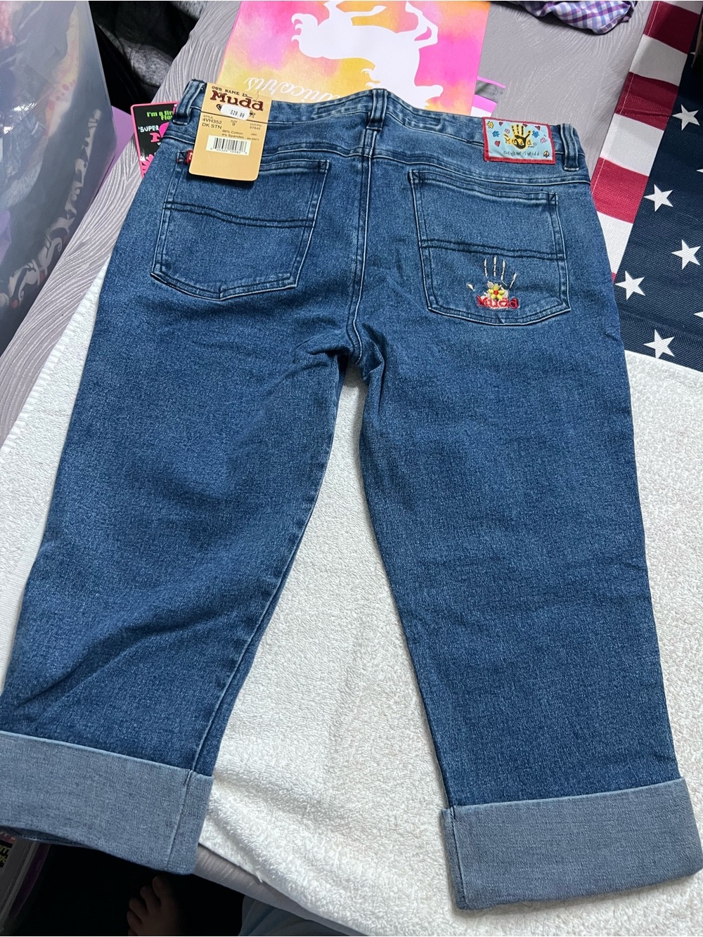 Mudd Jeans Women’s Size 9 NWT Y2K Super Limbo Low Rise Bell Bottom Flower Power